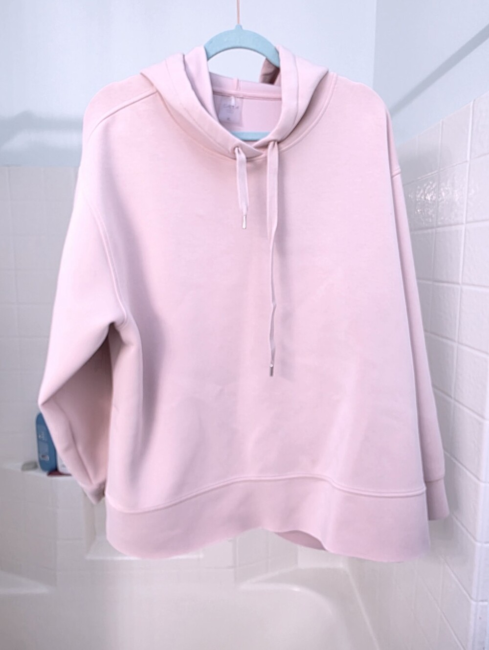 Alia Light Pink Drawstring Hoodie Sweatshirt